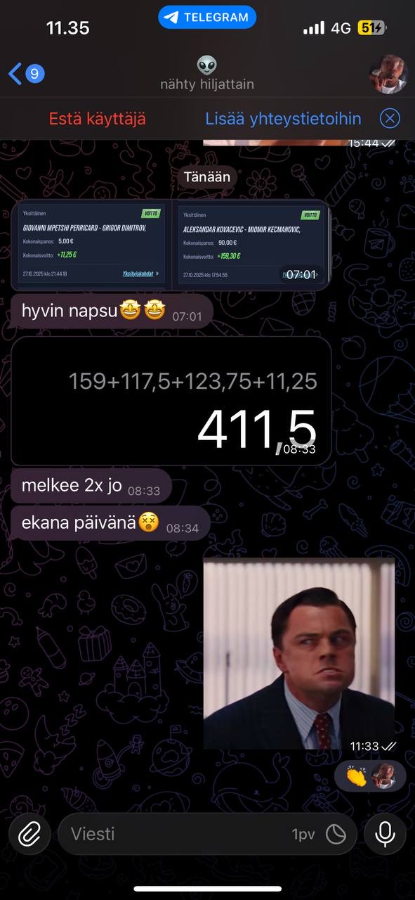 Asiakkaan palaute Telegramissa