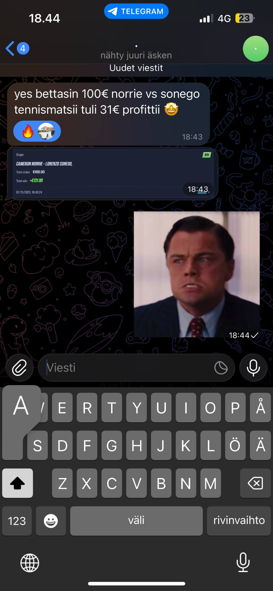 Asiakkaan palaute Telegramissa